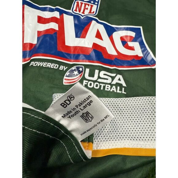 Youth Green Bay Packers NFL Reversible Green & White Flag Football Jersey Large - Picture 5 of 5